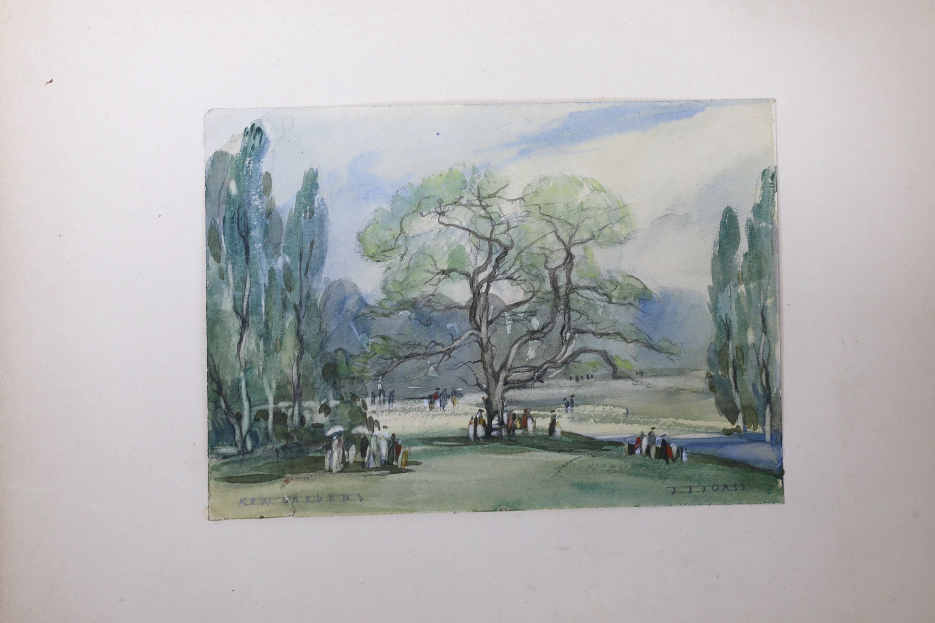 John James Joass (1868-1952), four watercolours, 'The Grove, Highgate', 'The Eddystone from Macnab', 'Kew Gardens', and a coastal landscape, signed and dated from 1917 - 1932, largest 24 x 34cm, three unframed.